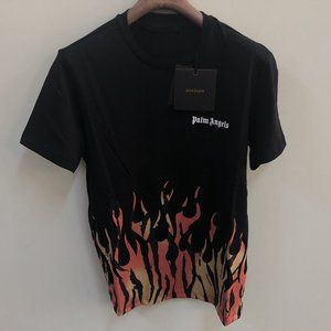 Palm Angels Men Fire Printed Black T-Shirt "M"